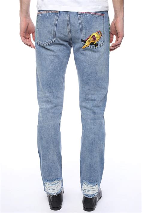 gucci mens printed pants|gucci jeans men's price.